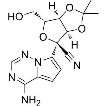 (3aR,4R,6R,6aR)-4-(4-氨基吡咯并[2,1-f][1,2,4]三嗪-7-基)-6-(羟基甲基)-2,2-二甲基四氢呋喃[3,4-d][1,3]二恶唑-4-碳腈结构式