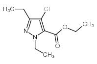 4-氯-1,3-二乙基-1H-吡唑-5-羧酸乙酯结构式