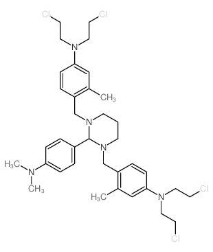 Benzenamine,4,4'-[2-[4-(dimethylamino)phenyl]dihydro-1,3(2H,4H)-pyrimidinediyl]bis(methylene)]bis[N,N-bis(2-chloroethyl)-3-methyl-(9CI)结构式