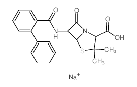 4-Thia-1-azabicyclo[3.2.0]heptane-2-carboxylicacid, 6-[([1,1'-biphenyl]-2-ylcarbonyl)amino]-3,3-dimethyl-7-oxo-, sodium salt(1:1), (2S,5R,6R)- structure