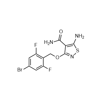 5-氨基-3-((4-溴-2,6-二氟苄基)氧基)异噻唑-4-甲酰胺结构式