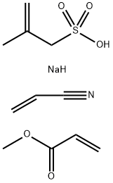2-丙烯酸甲酯与2-丙烯腈和2-甲基-2-丙烯基-1-磺酸钠的聚合物结构式