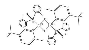 [Pd(P(o-tolyl)3)(2-Me-5-t-Bu-C6H3)(μ-I)]2结构式