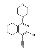 2,3,5,6,7,8-hexahydro-1-morpholin-4-yl-3-thioxo-isoquinoline-4-carbonitrile结构式