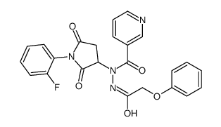 N-[1-(2-fluorophenyl)-2,5-dioxopyrrolidin-3-yl]-N'-(2-phenoxyacetyl)pyridine-3-carbohydrazide结构式