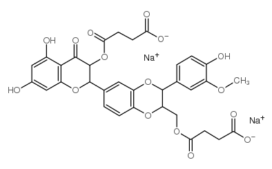 丁二酸,1-[[(2R,3R)-6-[(2R,3R)-3-(3-羧基-1-氧代丙氧基)-3,4-二氢-5,7-二羟基-4-氧代-2H-1-苯并吡喃-2-基]-2,3-二氢-3-(4-羟基-3-甲氧基苯基)-1,4-苯并二噁烯-2-基]甲基]酯,钠盐结构式