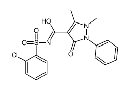 N-(2-chlorophenyl)sulfonyl-1,5-dimethyl-3-oxo-2-phenylpyrazole-4-carboxamide结构式