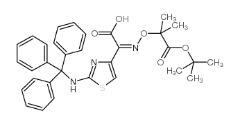 (Z)-2-(2-三苯甲基氨基噻唑-4-基)-2-(2-叔丁氧羰基丙-2-氧亚氨)乙酸结构式