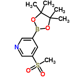 3-(甲基磺酰基)-5-(4,4,5,5-四甲基-1,3,2-二氧杂环戊硼烷-2-基)吡啶结构式