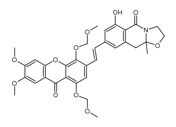 8-(2-(6,7-dimethoxy-1,4-bis(methoxymethoxy)-9-oxo-9H-xanthen-3-yl)vinyl)-6-hydroxy-10a-methyl-10,10a-dihydro-2H-oxazolo[3,2-b]isoquinolin-5(3H)-one结构式