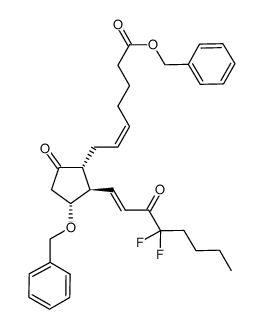 benzyl (Z)-7-[(1R,2R,3R)-2-((E)-4,4-difluoro-3-oxo-1-octenyl)-3-(phenylmethoxy)-5-oxocyclopentyl]-5-heptenoate结构式