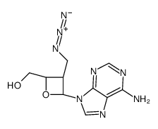 [(2S,3R,4R)-4-(6-aminopurin-9-yl)-3-(azidomethyl)oxetan-2-yl]methanol结构式