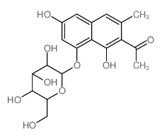 Ethanone, 1-[8-(b-D-glucopyranosyloxy)-1,6-dihydroxy-3-methyl-2-naphthalenyl]- Structure