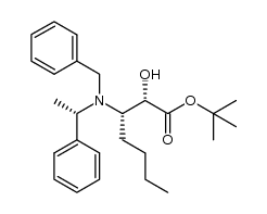 (2S,3S)-tert-butyl 3-(benzyl((S)-1-phenylethyl)amino)-2-hydroxyheptanoate结构式