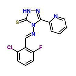 4-{[(E)-(2-Chloro-6-fluorophenyl)methylene]amino}-5-(pyridin-2-yl)-4H-1,2,4-triazole-3-thiol Structure