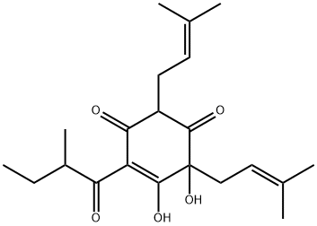 2,6-Diprenyl-5,6-dihydroxy-4-(1-oxo-2-methylbutyl)-4-cyclohexene-1,3-dione Structure