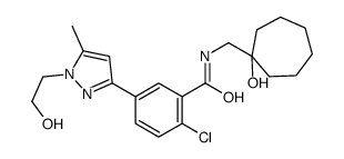 2-氯-N-[(1-羟基环己基)甲基]-5-[1-(2-羟乙基)-5-甲基-1H-吡唑-3-基]苯甲胺结构式