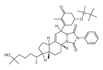 (4aR,6aR,7R,9aR,11S)-11-((R)-5-((tert-butyldimethylsilyl)oxy)-2-methyl-3-oxocyclohex-1-en-1-yl)-7-((R)-6-hydroxy-6-methylheptan-2-yl)-6a-methyl-2-phenyl-4a,6,6a,7,8,9,9a,11-octahydro-1H,5H-cyclopenta[f][1,2,4]triazolo[1,2-a]cinnoline-1,3(2H)-dione结构式
