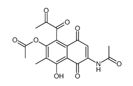 6-acetamido-4-hydroxy-3-methyl-5,8-dioxo-1-(2-oxopropanoyl)-5,8-dihydronaphthalen-2-yl acetate结构式