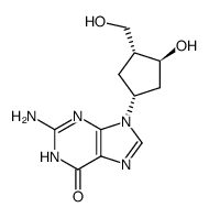 <1R,3S,4R-(1α,3β,4α)>-D-2-amino-1,9-dihydro-9-<3-hydroxy-4-(hydroxymethyl)cyclopentyl>-6H-purin-6-one Structure