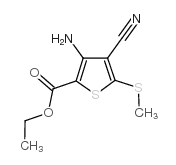3-氨基-4-氰基-5-(甲基硫代)-噻吩-2-羧酸乙酯结构式