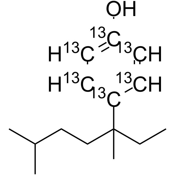 4-(3,6-Dimethyl-3-heptyl)phenol-ring-13C6 solution Structure