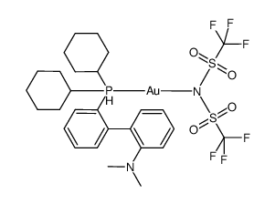 [2-(二环己基膦基)-2''-(N,N-二甲基氨基)-1,1''-联苯] [双(三氟甲基)磺酰亚胺基]金(I)结构式