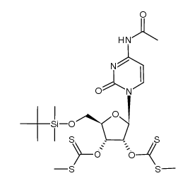N4-acetyl-5'-O-(tert-butyldimethylsilyl)-2',3'-bis-O-[(methylthio)thiocarbonyl]cytidine结构式