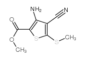 3-氨基-4-氰基-5-甲硫基噻吩-2-甲酸甲酯结构式