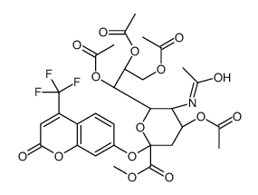 4-Trifluoromethylumbelliferyl Tetra-O-acetylated α-D-N-Acetylneuraminate Methyl Ester结构式