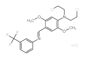 Benzenamine,N,N-bis(2-chloroethyl)-2,5-dimethoxy-4-[[[3-(trifluoromethyl)phenyl]imino]methyl]-,hydrochloride (1:1)结构式
