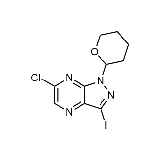 6-氯-3-碘-1-四氢吡喃-2-基-吡唑并[3,4-b]吡嗪结构式