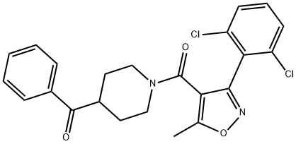 (4-苯甲酰基哌啶-1-基)(3-(2,6-二氯苯基)-5-甲基异恶唑-4-基)甲酮结构式
