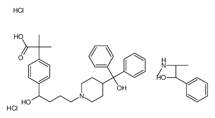 2-[4-[1-hydroxy-4-[4-[hydroxy(diphenyl)methyl]piperidin-1-yl]butyl]phenyl]-2-methylpropanoic acid,(1S,2S)-2-(methylamino)-1-phenylpropan-1-ol,dihydrochloride Structure