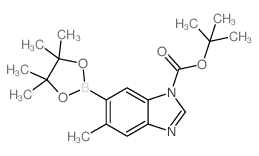 1-Boc-5-甲基-6-(4,4,5,5-四甲基-1,3,2-二噁硼烷-2-基)-1H-苯并咪唑结构式