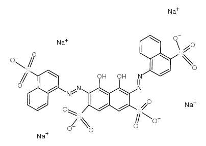 2,7-双(1-萘基偶氮-4-磺基)-1,8-二羟基萘-3,6-二磺酸四钠盐结构式