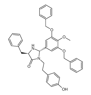 (2S,5R)-5-benzyl-2-(3,5-dibenzyloxy-4-methoxyphenyl)-3-[2-(4-hydroxyphenyl)ethyl]imidazolidin-4-one结构式
