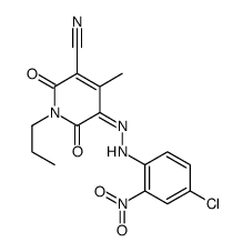 5-[(4-氯-2-硝基苯基)偶氮基]-1,6-二氢-2-羟基-4-甲基-6-氧代-1-丙基-3-吡啶甲腈结构式