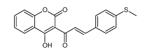 4-Hydroxy-3-<3-(4-methylmercaptophenyl)-1-oxo-2-propenyl>-2H-1-benzopyran-2-on结构式