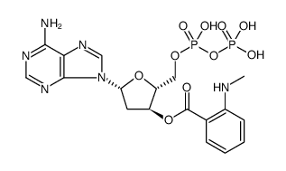 Adenosine 5'-(trihydrogen diphosphate), 2'-deoxy-, 3'-[2-(methylamino)benzoate] Structure