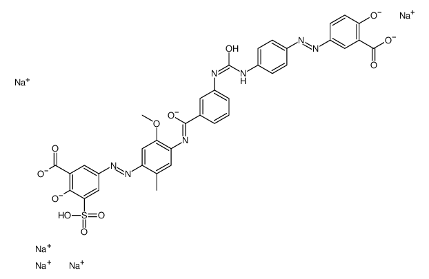 pentasodium,5-[[4-[[3-[[4-[(3-carboxylato-4-oxidophenyl)diazenyl]phenyl]carbamoylamino]benzoyl]amino]-5-methoxy-2-methylphenyl]diazenyl]-2-oxido-3-sulfonatobenzoate结构式