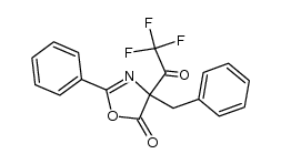 4-benzyl-2-phenyl-4-(2,2,2-trifluoroacetyl)oxazol-5(4H)-one结构式