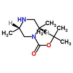 (2S,5S)-2,5-二甲基哌嗪-1-甲酸叔丁酯结构式