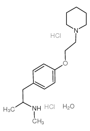 Benzeneethanamine, N,alpha-dimethyl-4-(2-(1-piperidinyl)ethoxy)-, dihy drochloride, hydrate (1:2:1) Structure