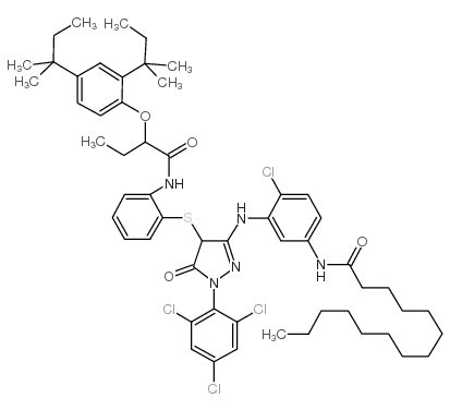 N-[3-[[4-[2-[2-[2,4-bis(2-methylbutan-2-yl)phenoxy]butanoylamino]phenyl]sulfanyl-3-oxo-2-(2,4,6-trichlorophenyl)-1H-pyrazol-5-yl]amino]-4-chlorophenyl]tetradecanamide Structure