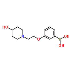 (3-(2-(4-hydroxypiperidin-1-yl)ethoxy)phenyl)boronic acid structure