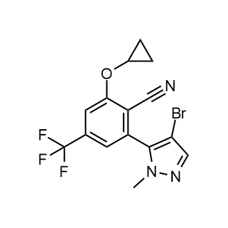 2-(4-溴-1-甲基-1H-吡唑-5-基)-6-环丙氧基-4-(三氟甲基)苄腈结构式