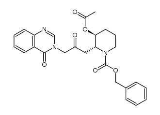 (3S)-trans-O-acetyl-N-benzyloxycarbonyl-febrifugine结构式