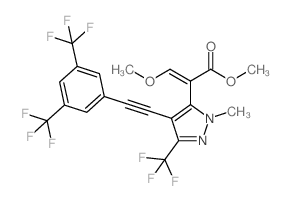 2-(4-((3,5-双(三氟甲基)苯基)乙炔)-1-甲基-3-(三氟甲基)-1H-吡唑-5-基)-3-甲氧基丙烯酸甲酯结构式