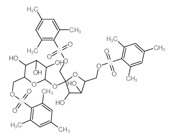 2-[3,4-dihydroxy-2,5-bis[(2,4,6-trimethylphenyl)sulfonyloxymethyl]oxolan-2-yl]oxy-6-[(2,4,6-trimethylphenyl)sulfonyloxymethyl]oxane-3,4,5-triol structure